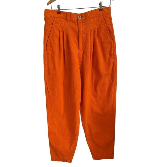 LANDLORD Runway Corduroy Orange Pleated Trouser Pants - Picture 3 of 12